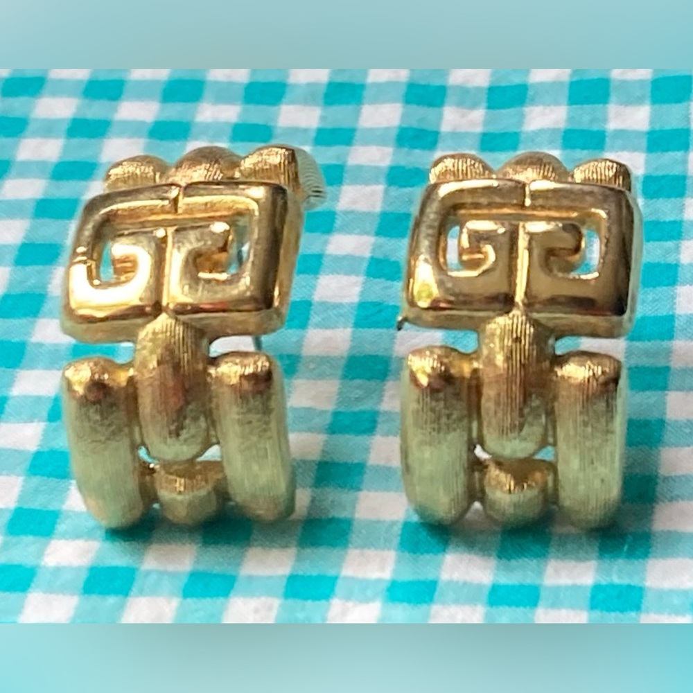 GIVENCHY Gold Plated, Half Hoop, Logo Earrings